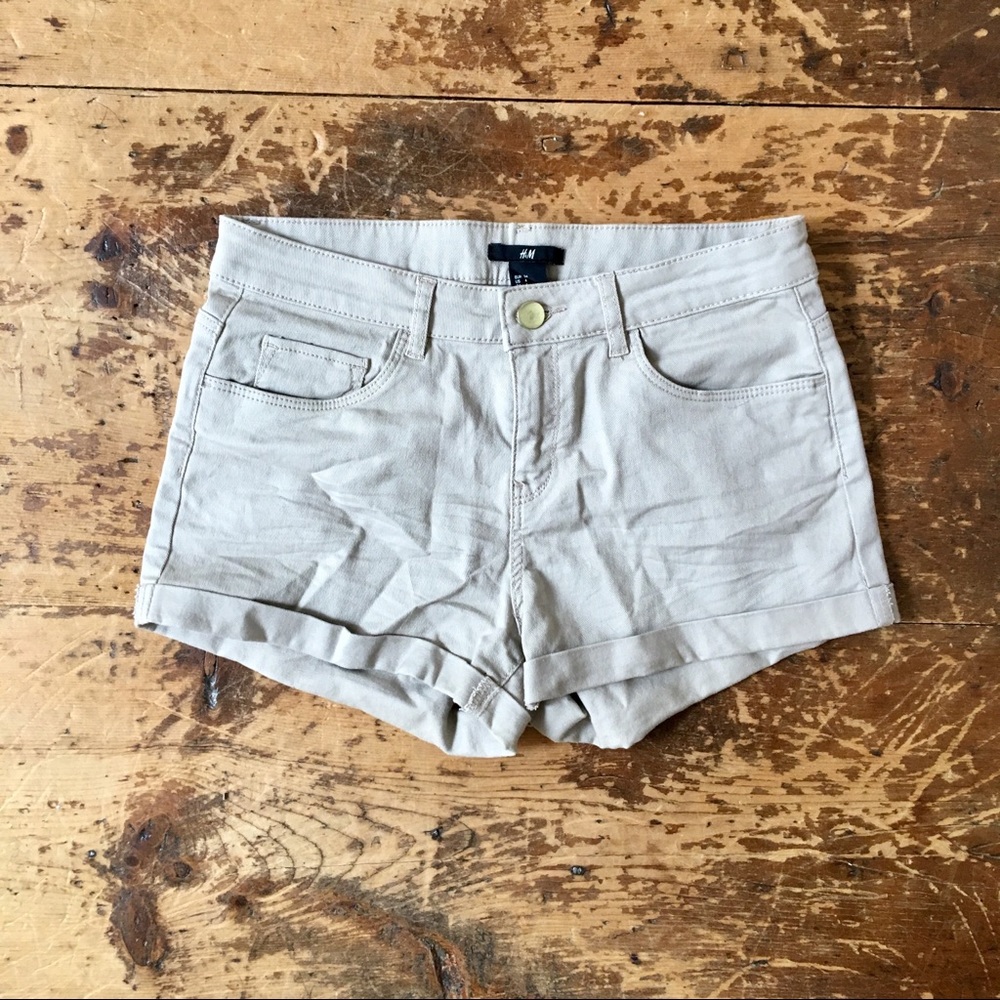Khaki High Rise Shorts